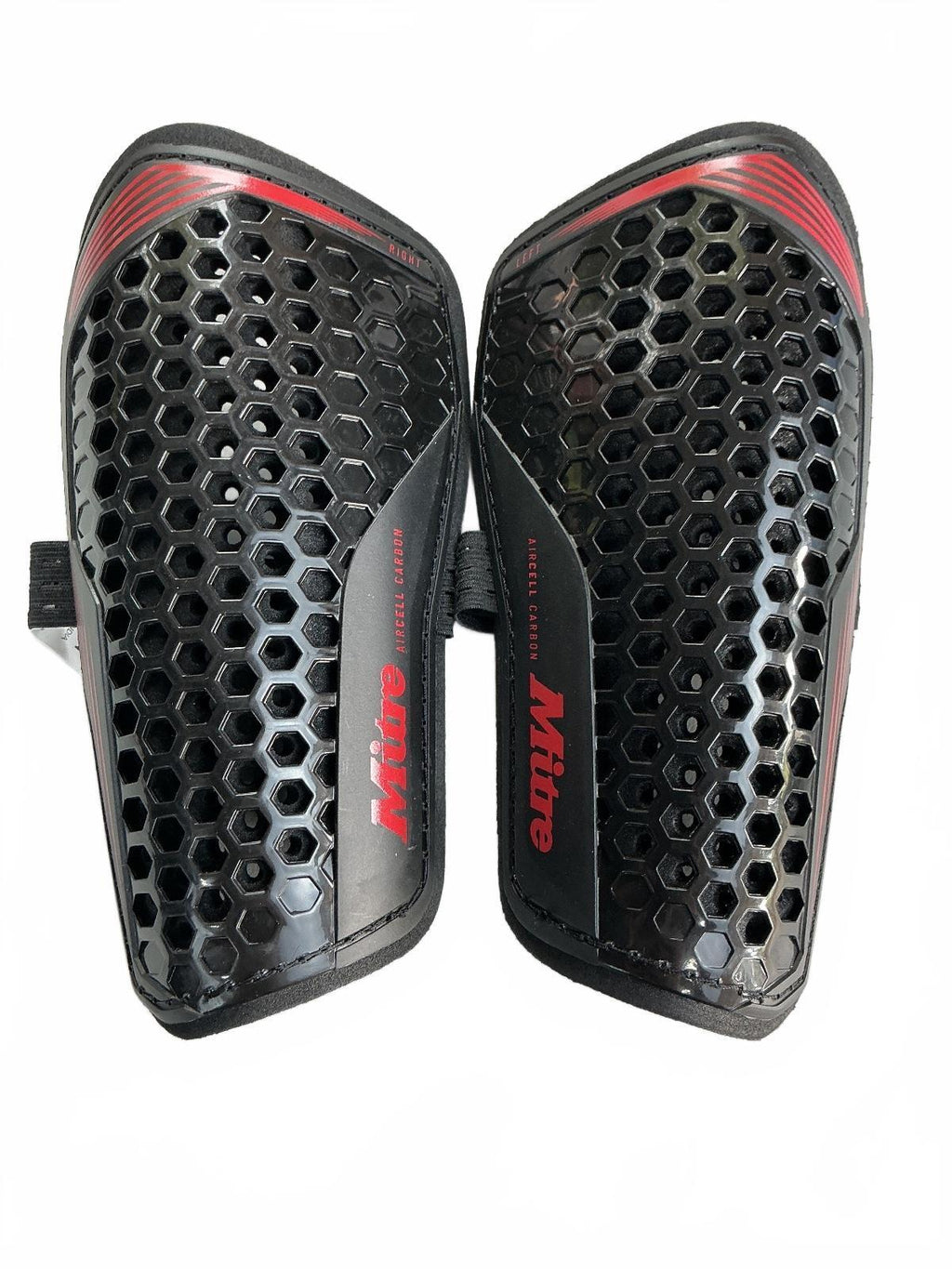 Mitre Aircell Carbon Slip Shinpads XL Black Red Lightweight Protective Gear