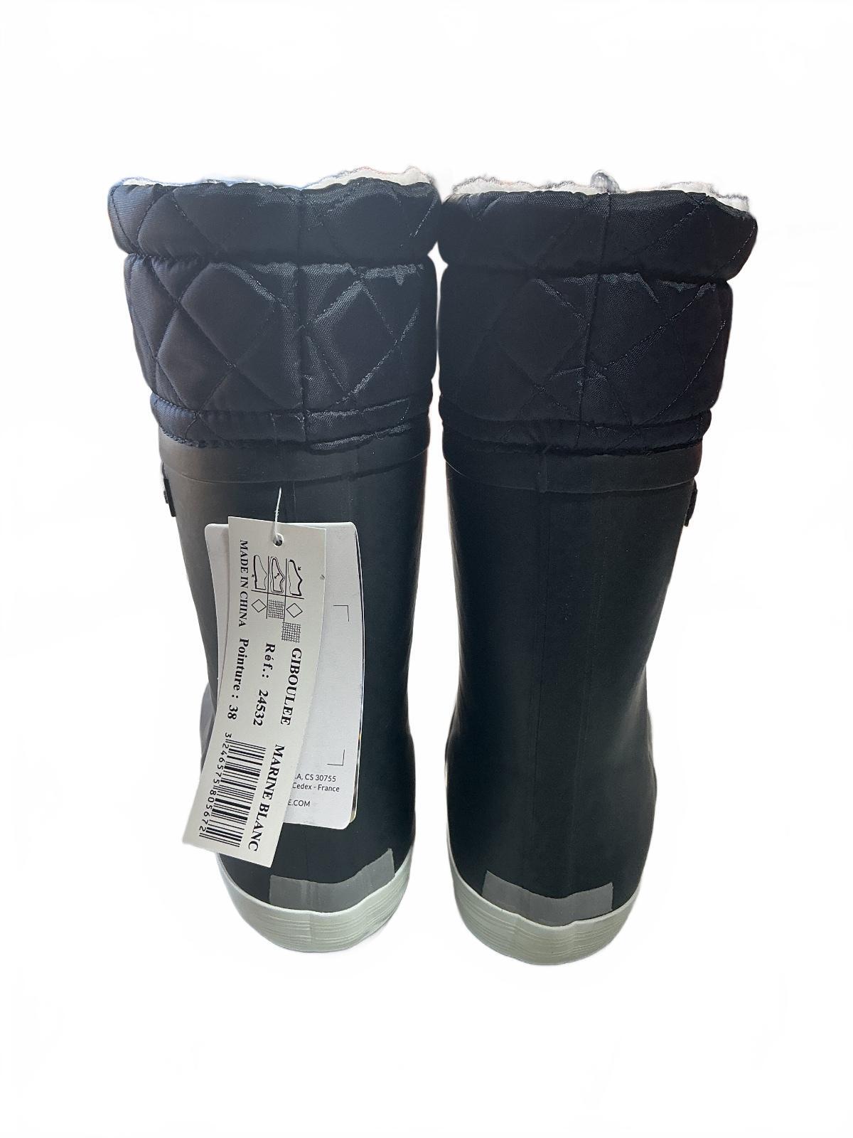 Aigle Giboulee Waterproof Winter Boots Size UK 5 EU 38 Marine Blanc