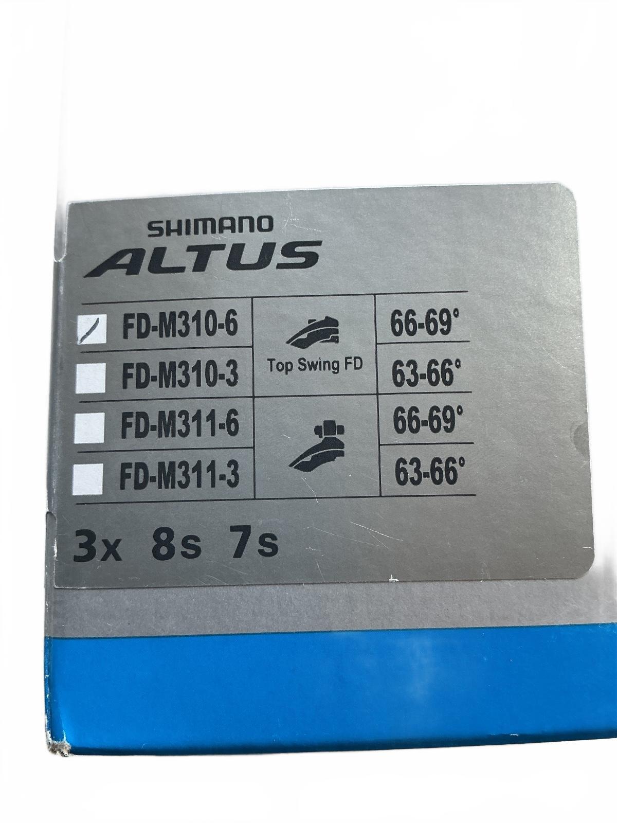 Shimano Altus FD-M310-6 Front Derailleur 3x 8s 7s 66-69° Clamp Size
