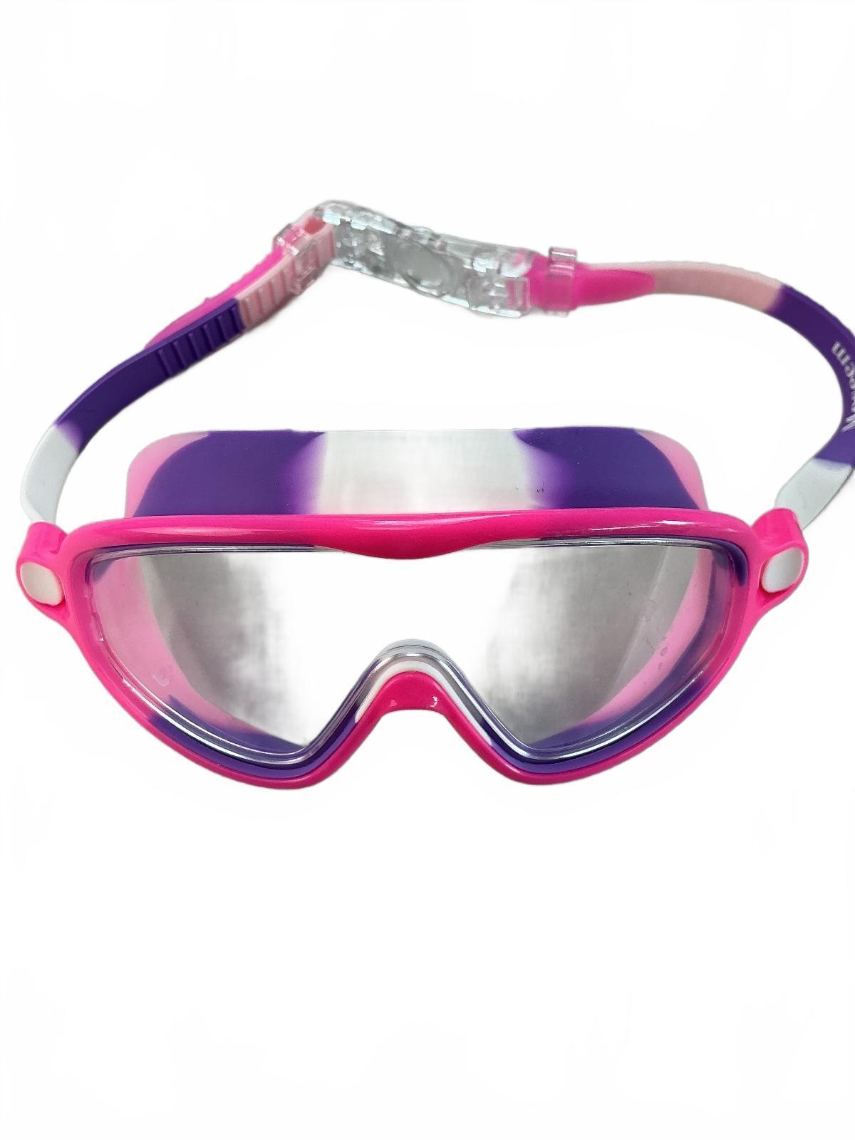 Moseem Swimming Goggles Unisex Adjustable Purple Pink Silicone Anti-Fog