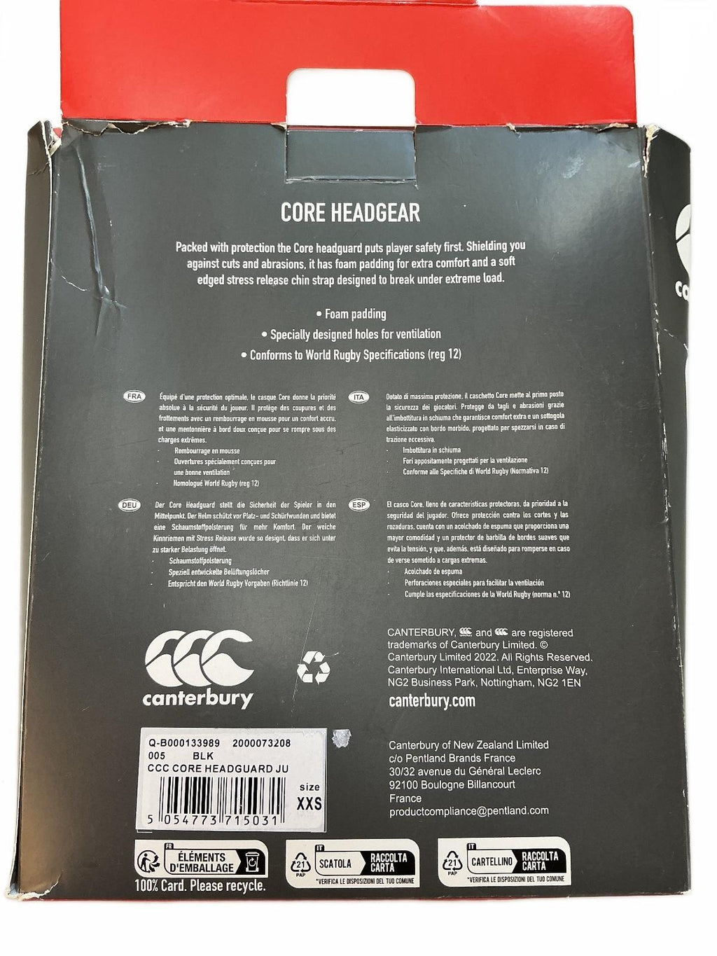 Canterbury Core XXS Rugby Headgear Protective Helmet