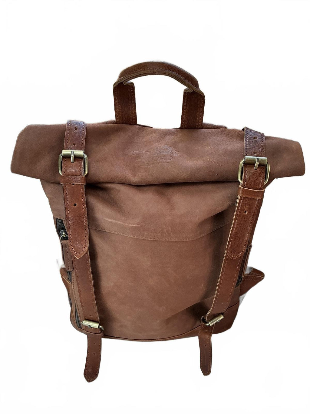 Oxford Chariot Bespoke Luxury Leather Rucksack With Laptop Sleeve Roll Top