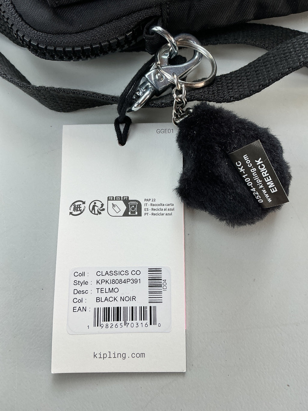 Kipling Ladies Telmo Small Wallet Small Black Detachable Strap