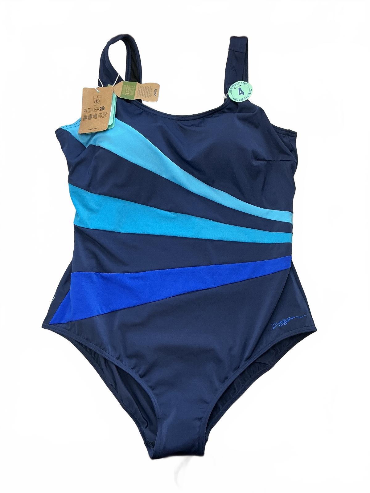 Zoggs Sandon Scoopback Ecolast Swimsuit Navy Blue Size 18