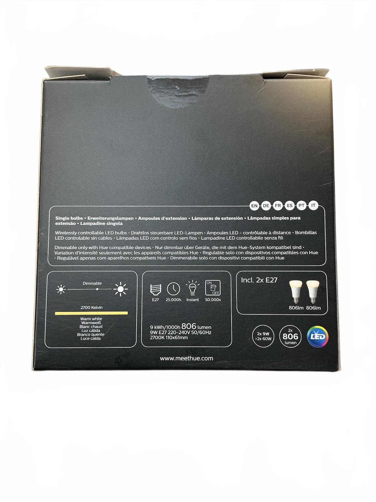 Philips Hue White E27 LED Smart Bulbs New 2 Pack Warm White Bluetooth Control