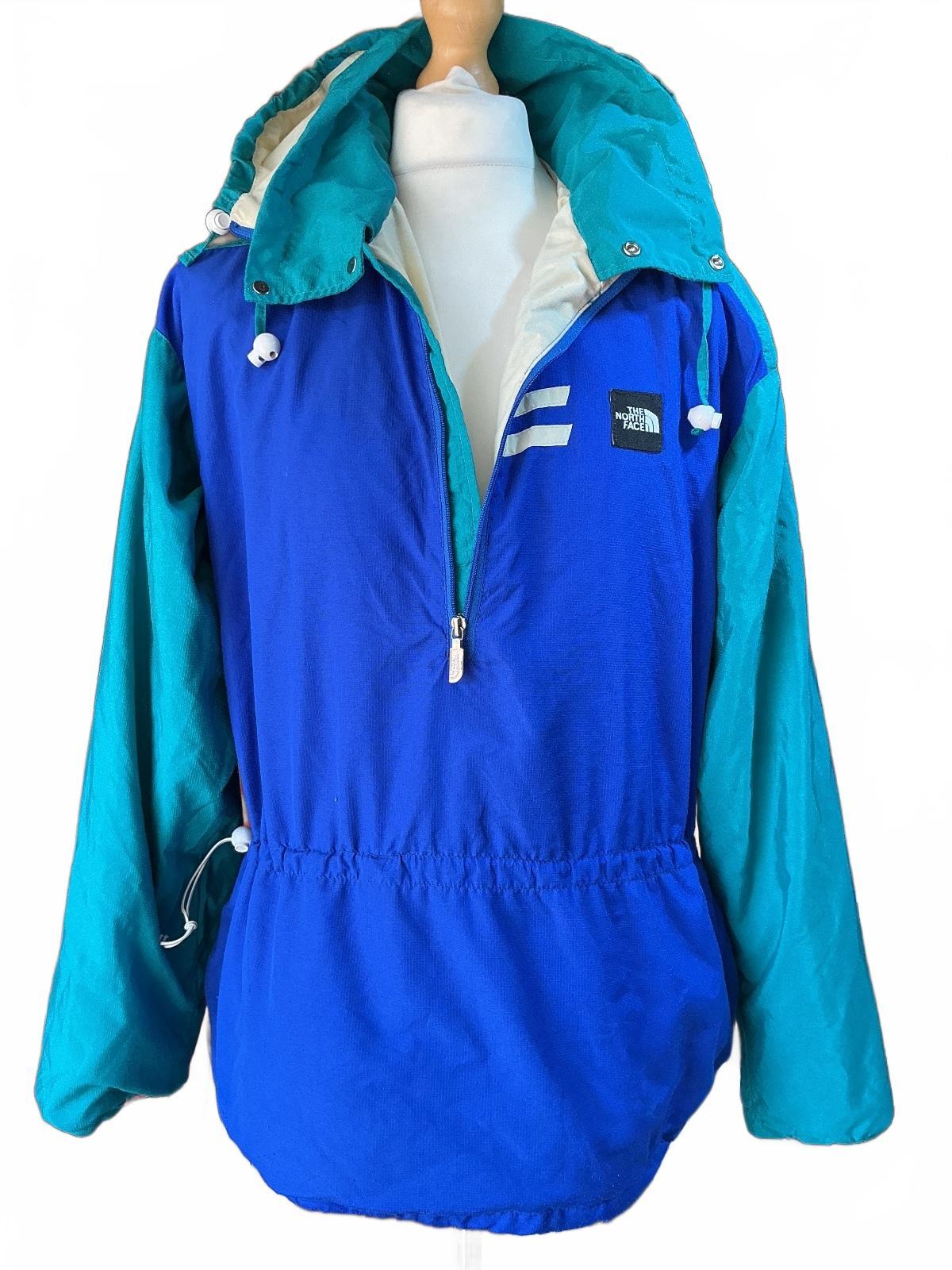 Vintage 80’s/90’s Tnf Gore-tex Blue and Green Hooded Windbreaker Jacket Size M