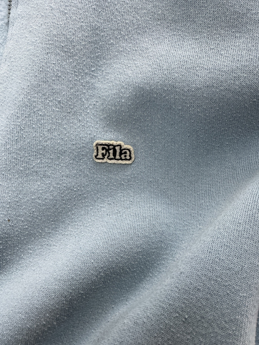 Vintage FILA Men's Sweatshirt Medium Light Blue Half Zip Collar Casual