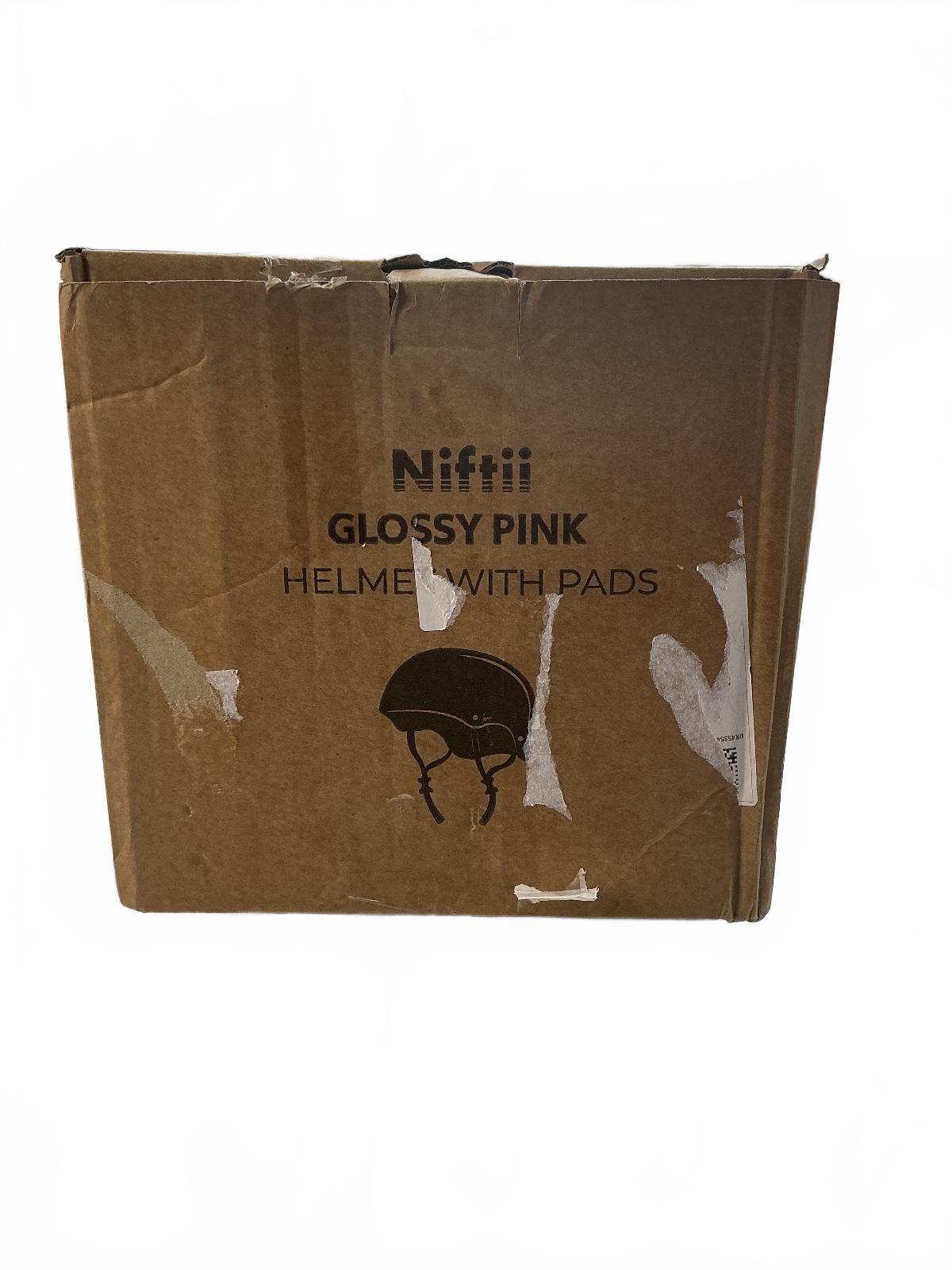 Niftii Glossy Pink Helmet with Pads Size Junior 3-15
