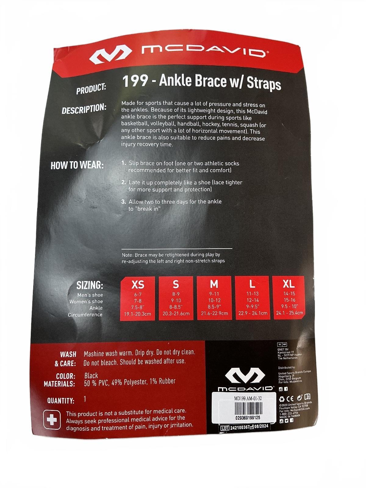 New McDavid 199 Ankle Brace with Straps Size S