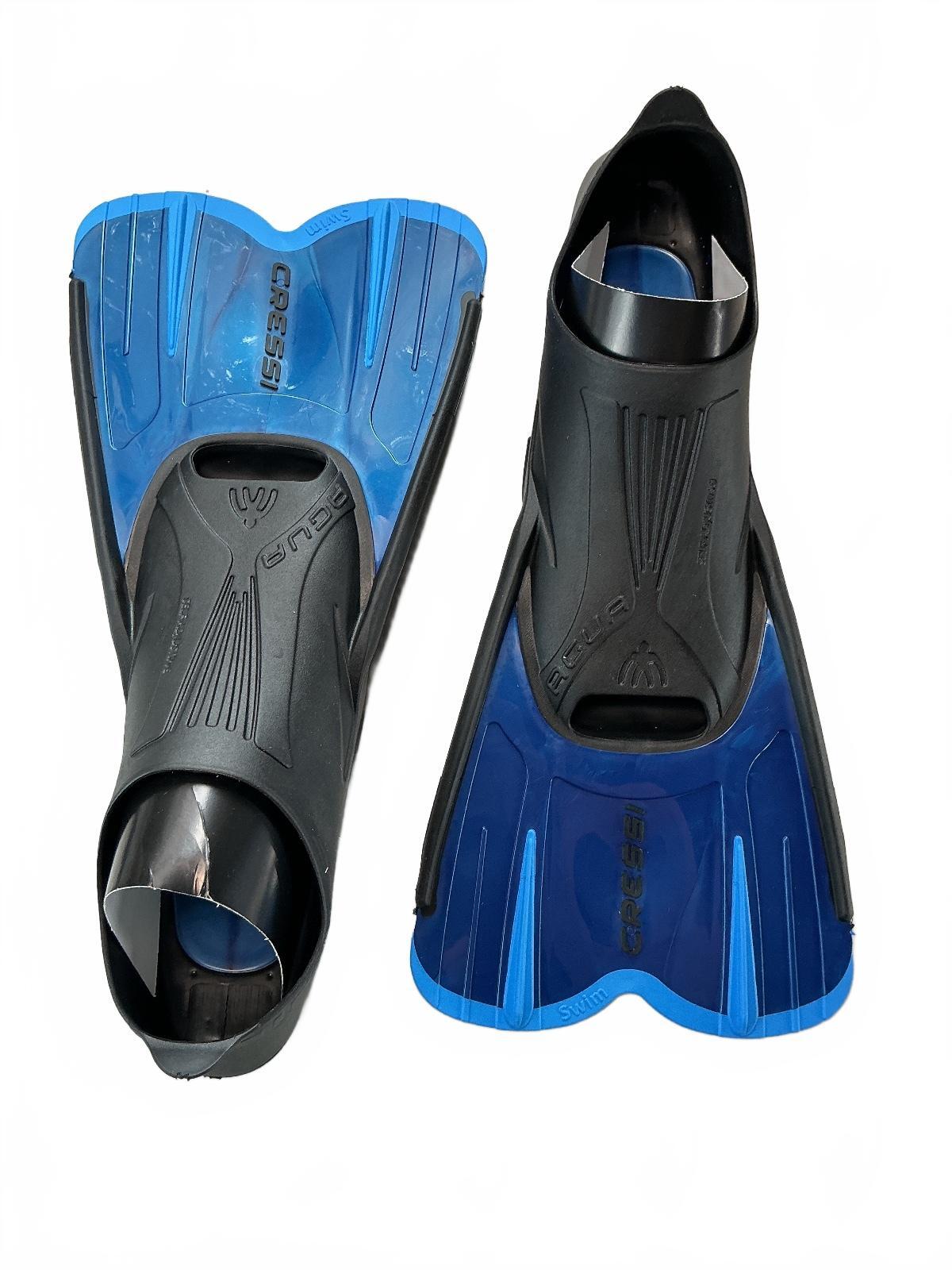 Cressi Agua Short Fins Blue Size Uk 2.5/3.5 35/36 Swim Fins