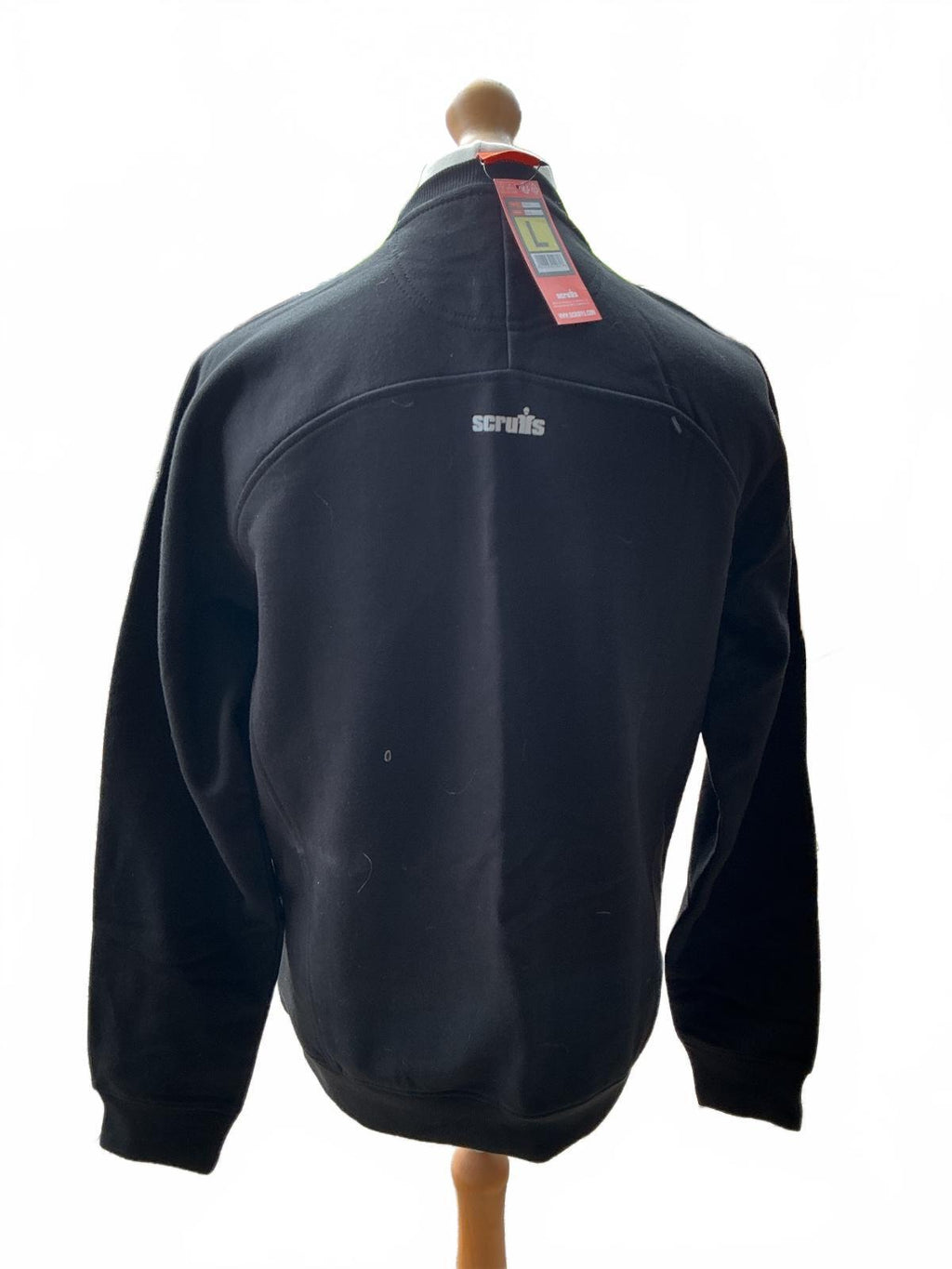 Scruffs Ego Worker Sweatshirt Men Large Black Sustainable Cotton Zipped Pockets