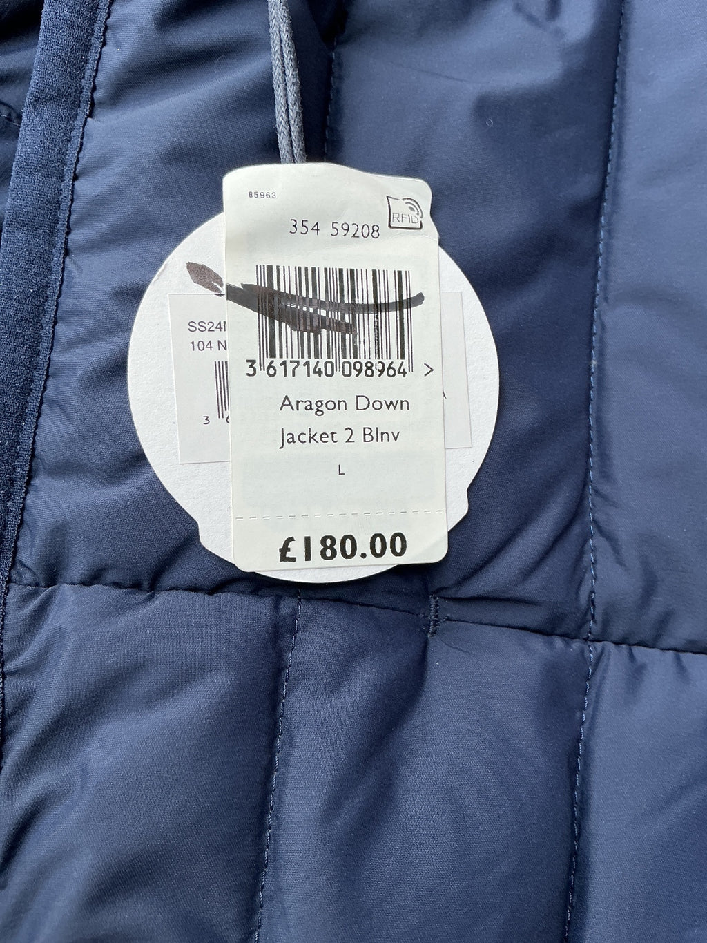 Jott Aragon Down Jacket Men Large Navy Lightweight With Stow Pouch