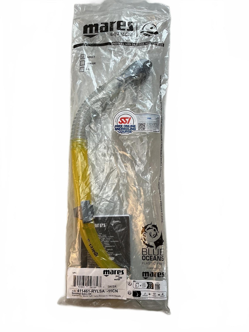 Mares Snorkel Yellow Medium Size Scuba Snorkel