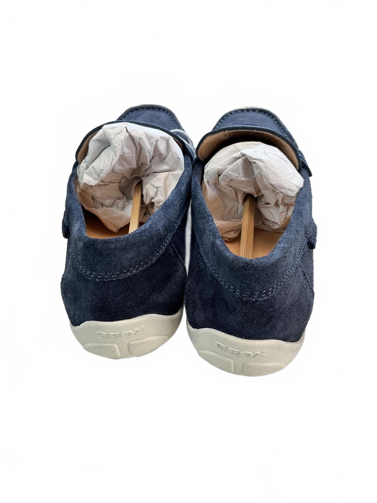 Geox Ladies Navy Blue Suede Loafers Size 4 Comfortable Casual Shoes