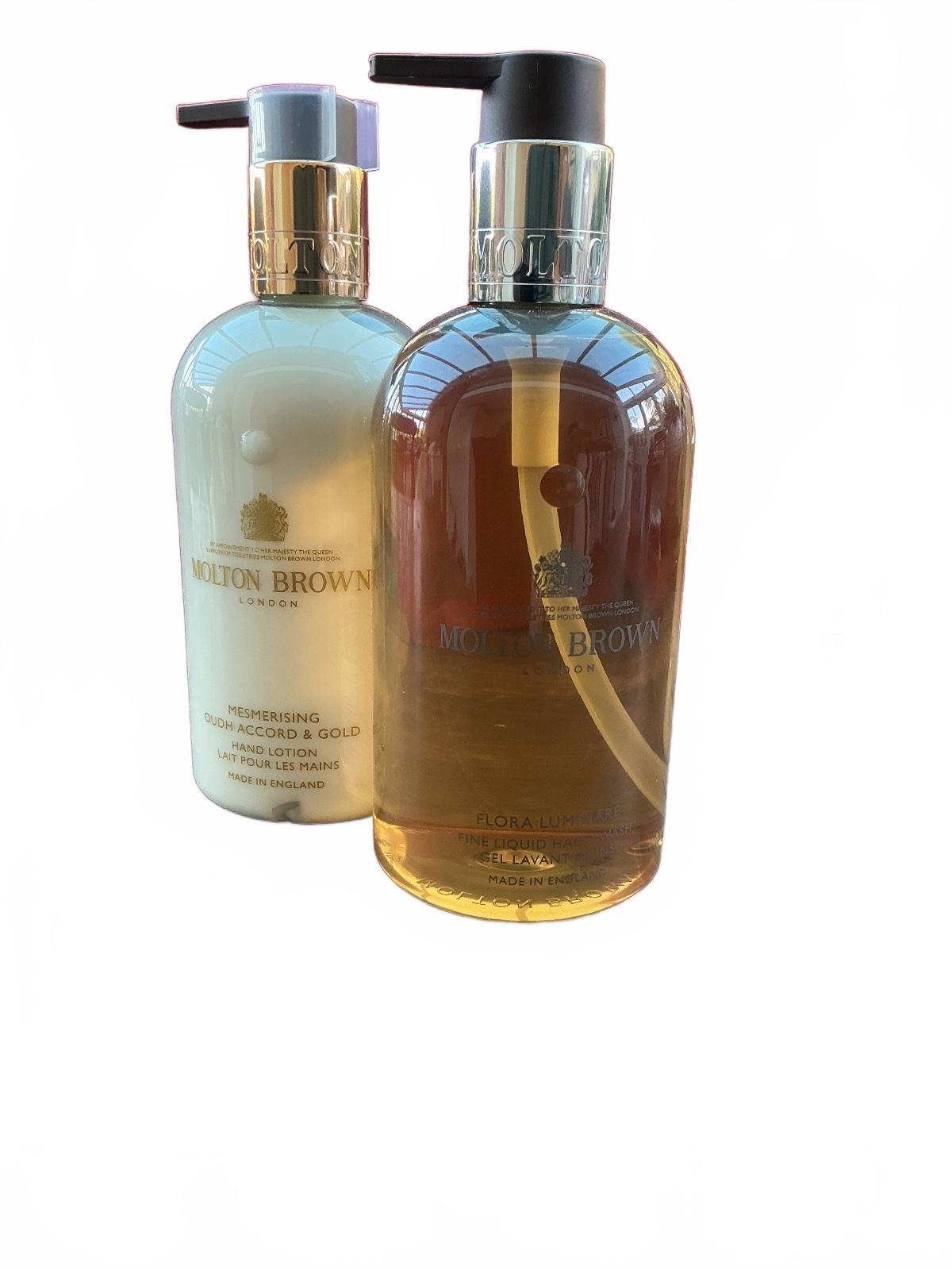 Molton Brown Oudh Accord & Flora Luminaire Hand Wash/Lotion +Giftbag  2 x 300ml