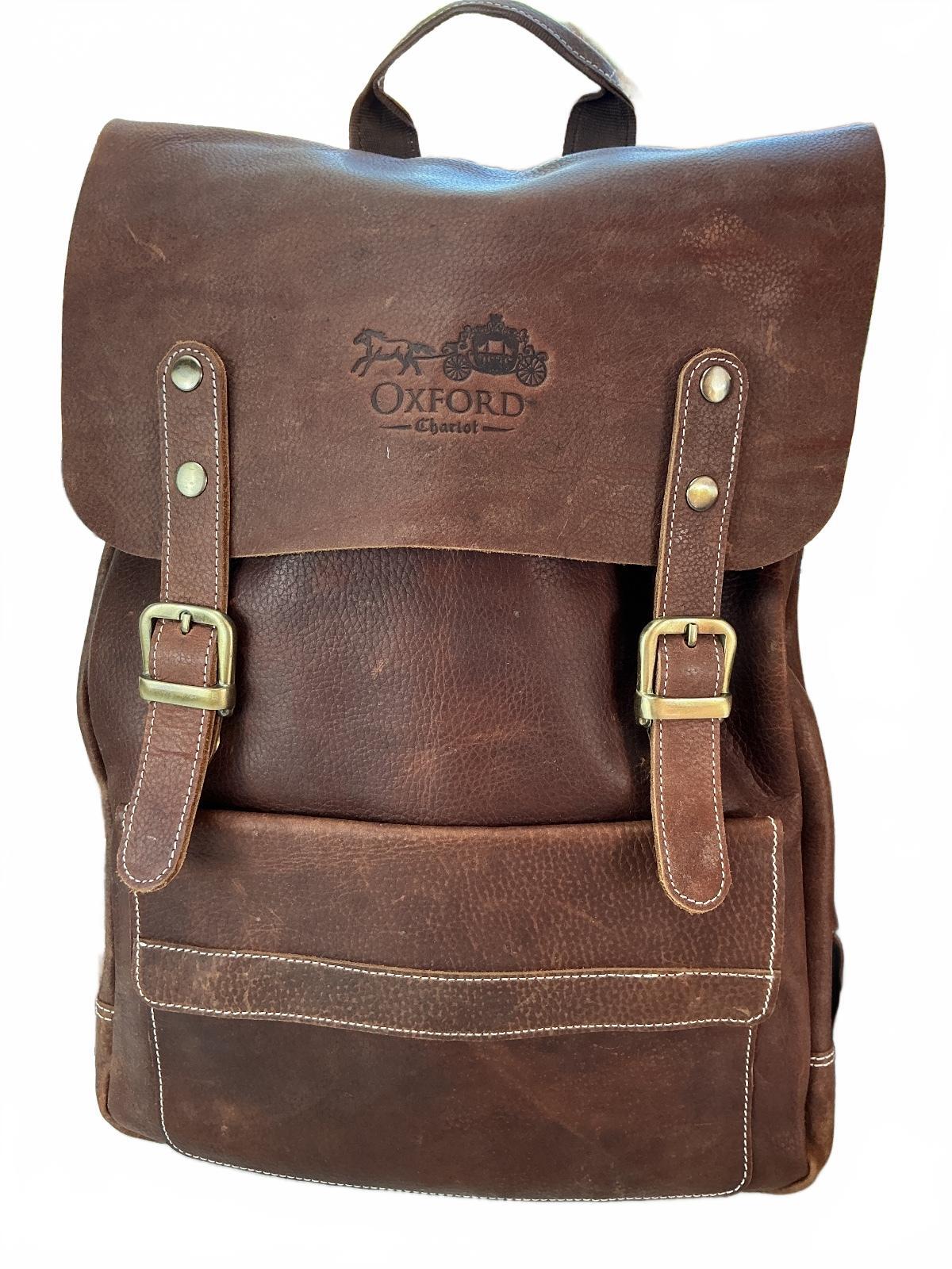 Oxford Chariot Luxury Leather Brown Rucksack Laptop Sleeve Multiple Pockets