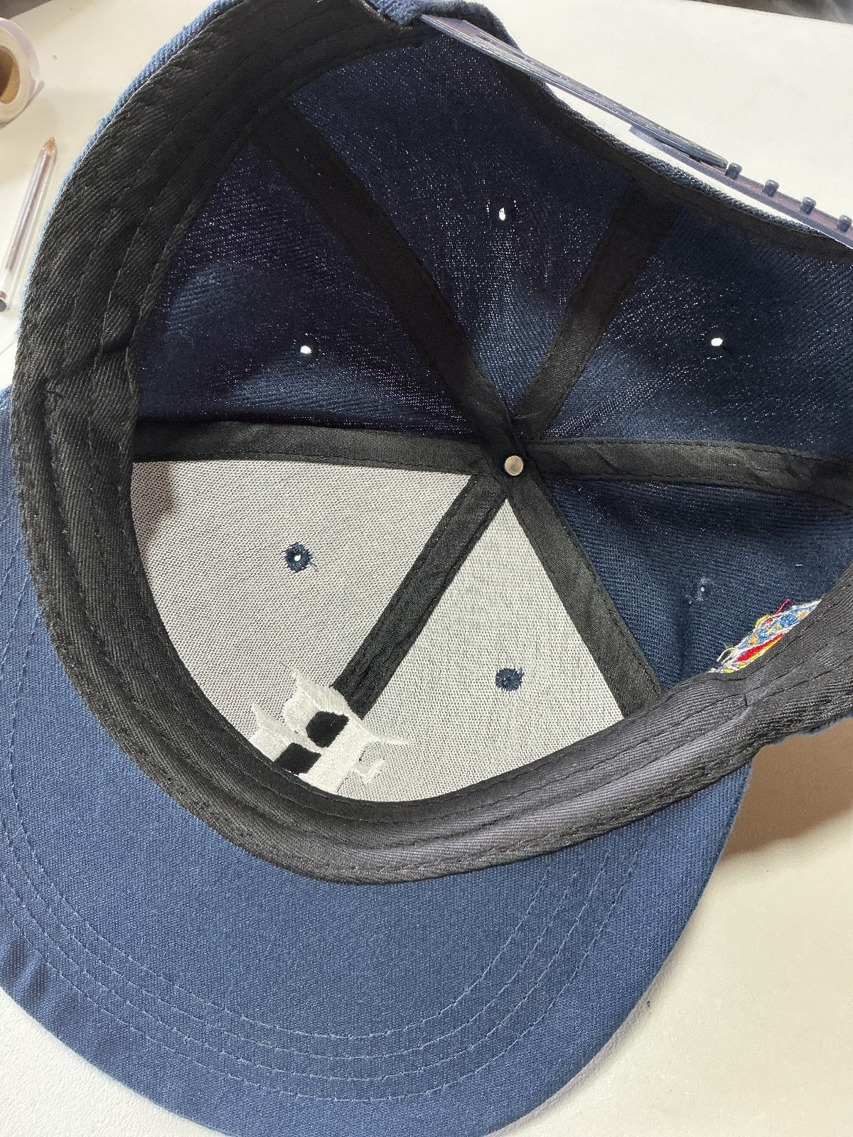 Golden Age Navy Blue Baseball Cap with White Embroidered Logo - Adjustable