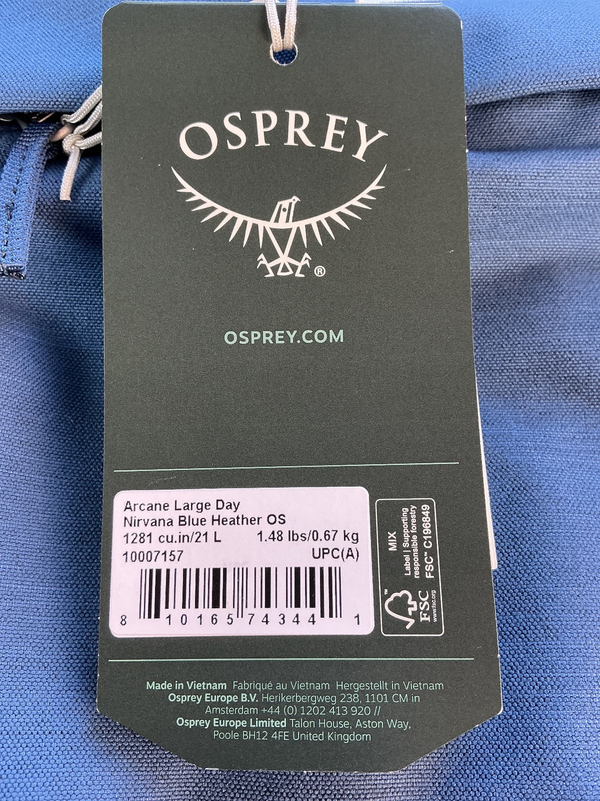 Osprey Arcane Large Day Unisex 21L Blue Laptop Backpack Recycled Fabric
