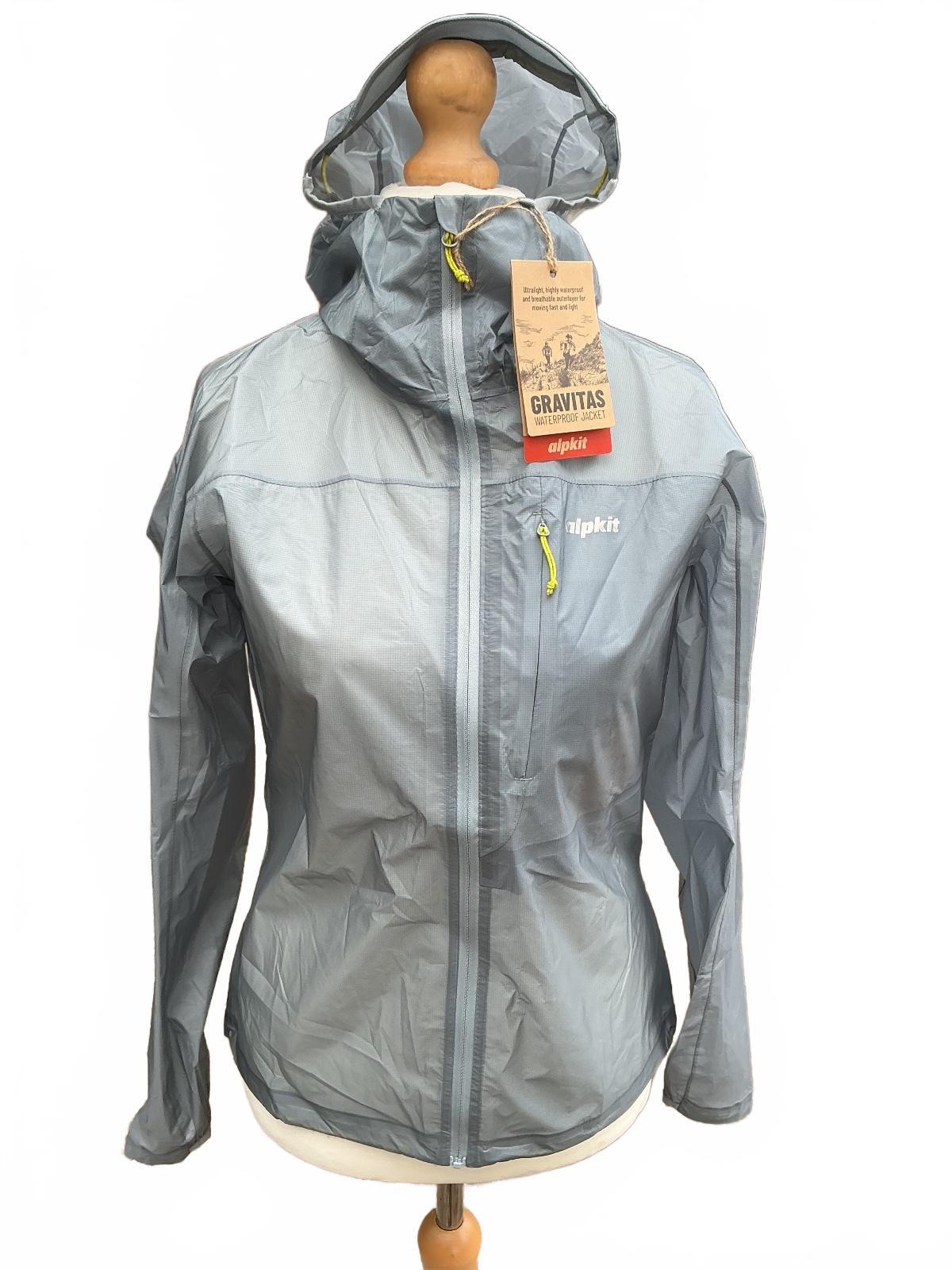 alpkit Gravitas Women's Ultra Lightweight Waterproof Hooded Jacket Size 10 Grey