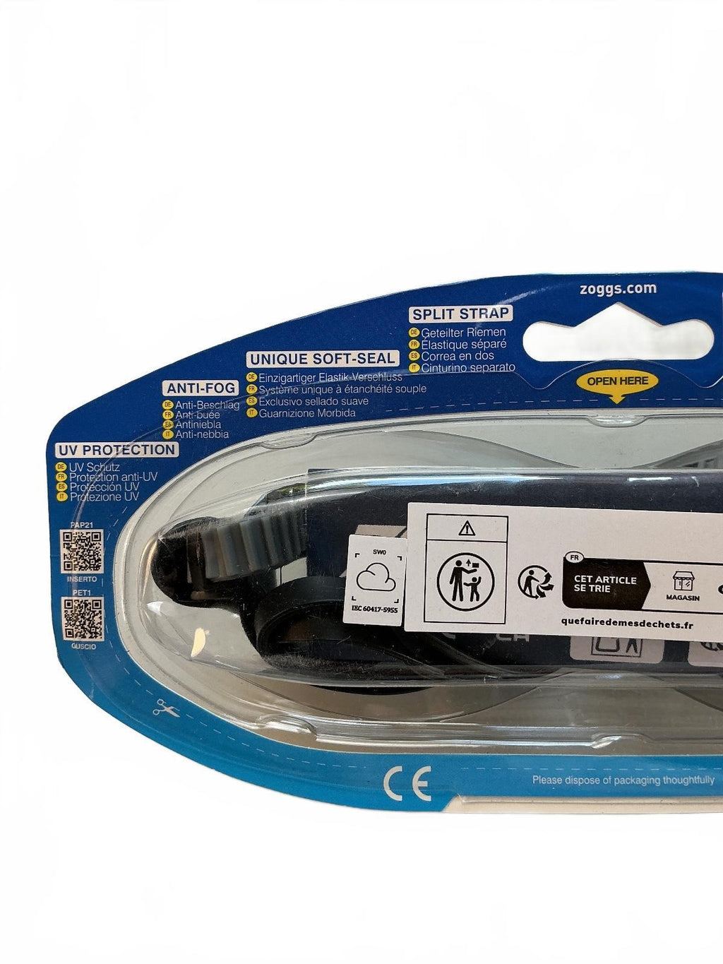 Zoggs Phantom 2.0 Black Grey Clear Swimming Goggles With Black Cap