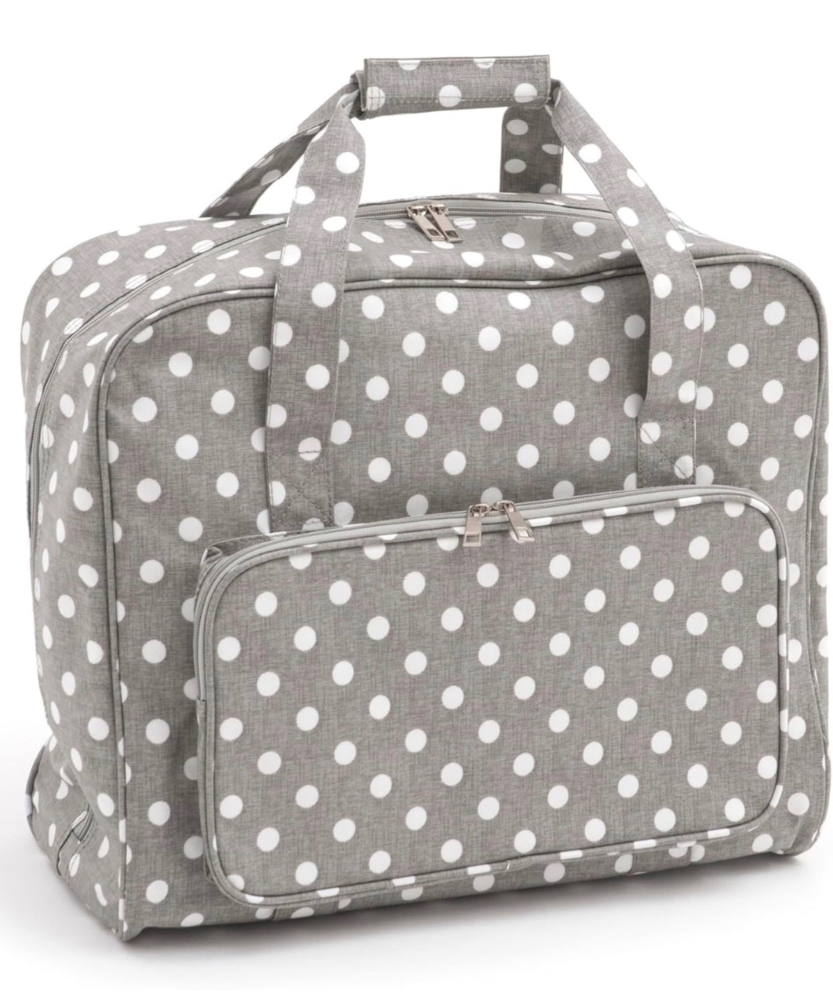 Hobby Gift Sewing Machine Tote Bag Gray Polka Dot Durable Cotton Fabric