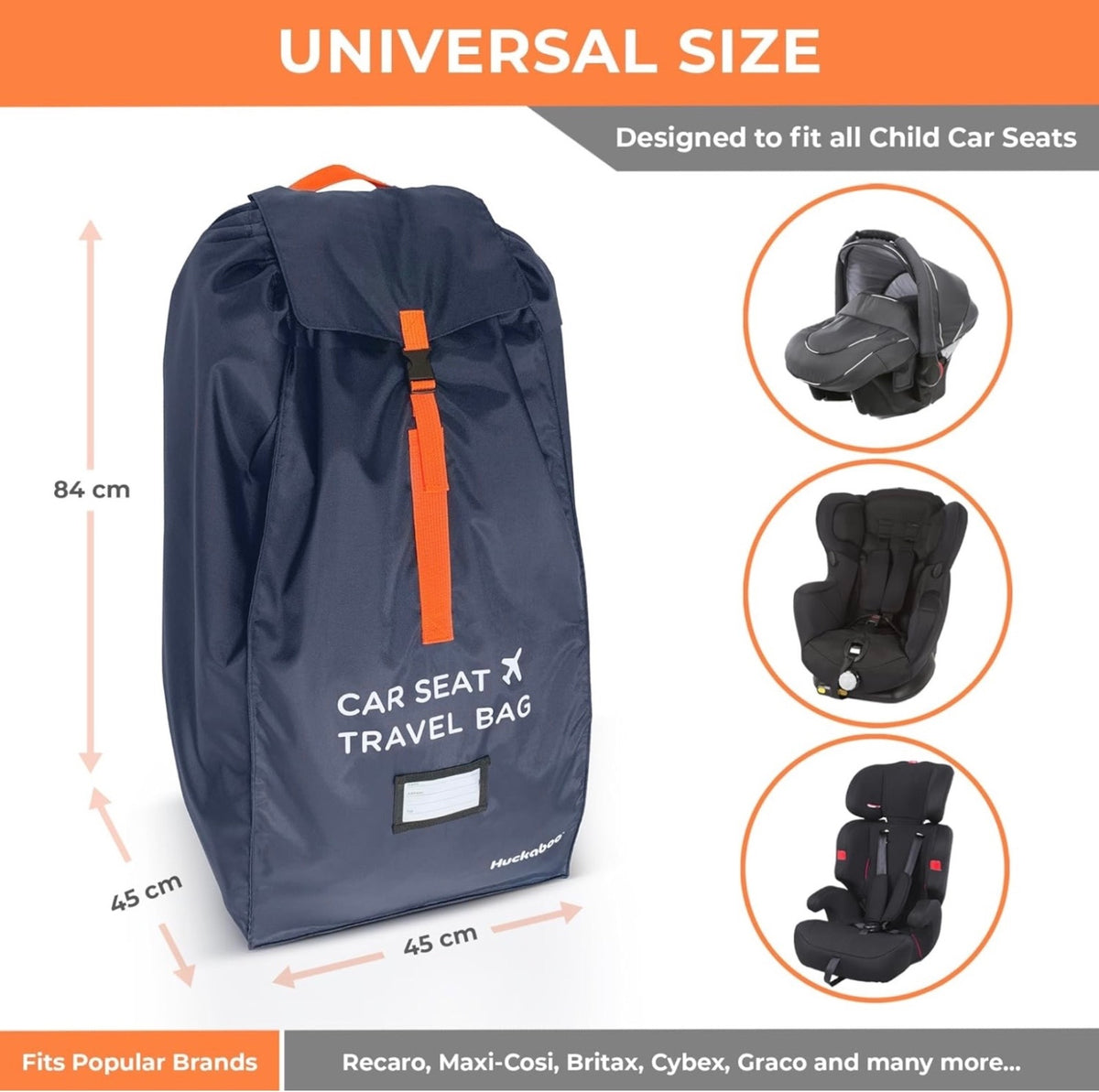 Huckaboo Car Seat Travel Bag Unisex Universal Size Navy Blue Durable Protection