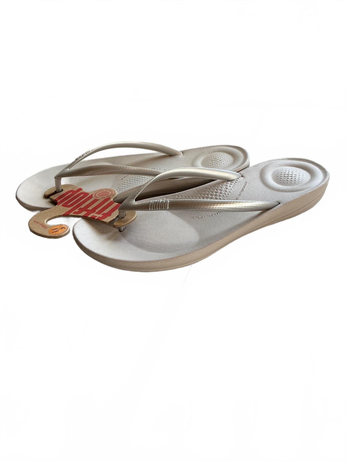 FitFlop Silver Cushion Ergonomic Flip Flops UK Size 6 Comfortable Sandals