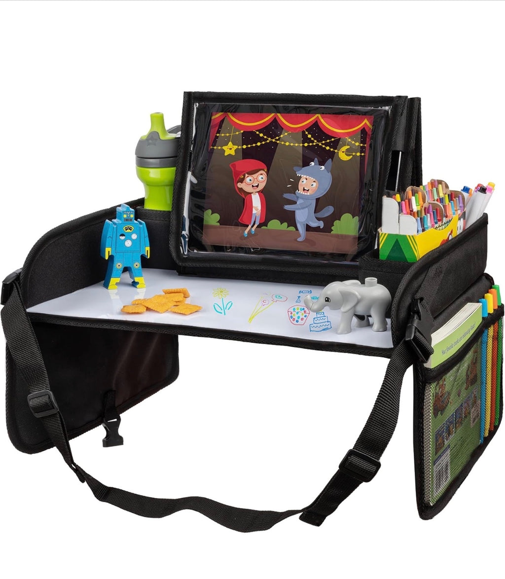 Lusso Gear Kids Car Seat Tray Black Unisex Portable Travel Activity Table