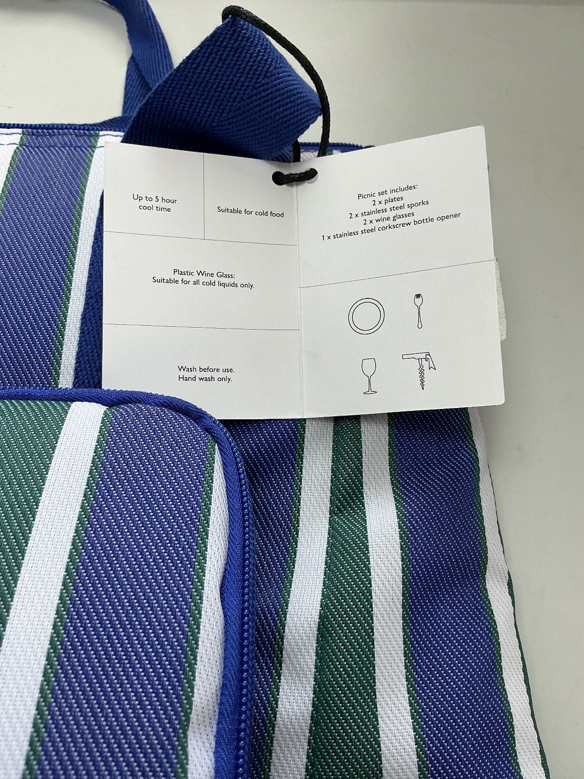 *NEW* John Lewis Stripe 2 Person Backpack Picnic Set