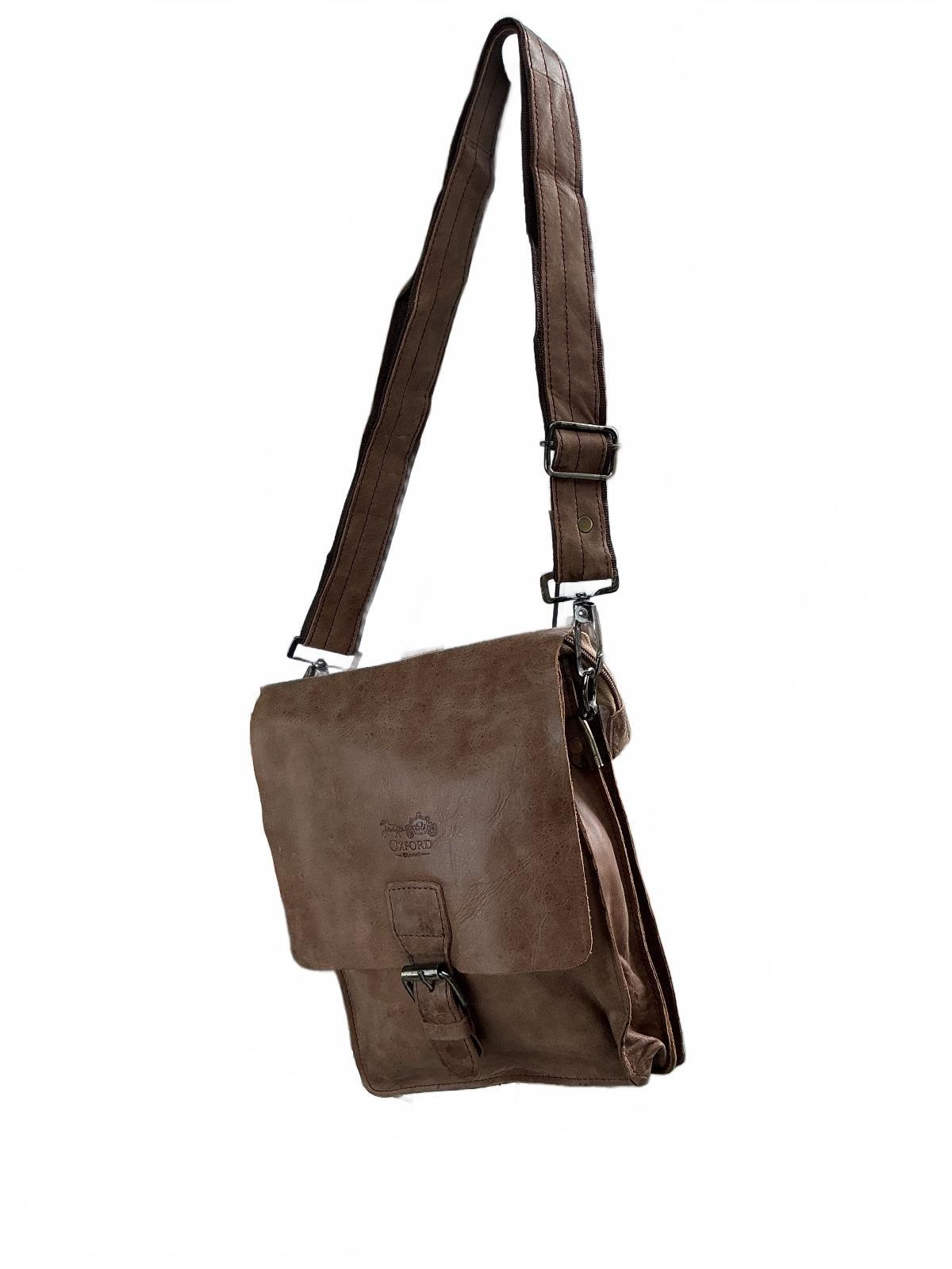 Bespoke Oxford Chariot Luxury Leather Messenger Bag Men Brown Adjustable Strap