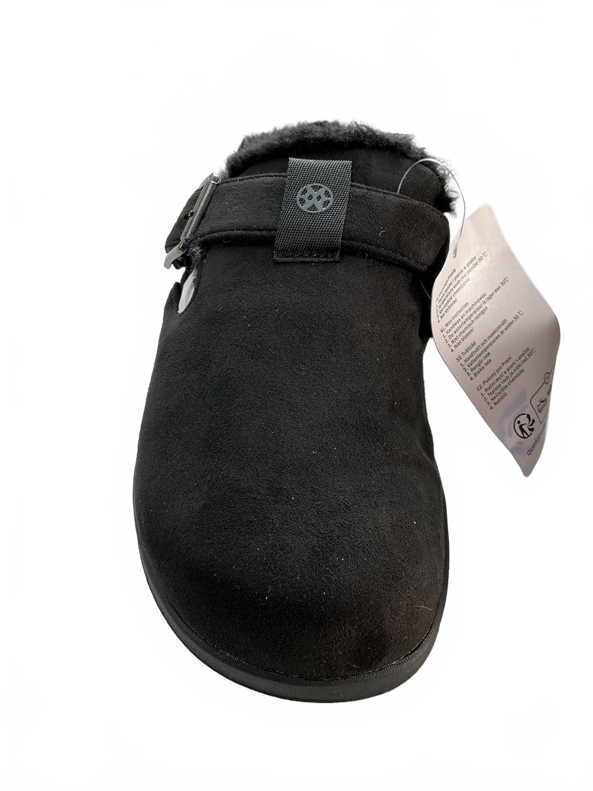 Sisttke Winter Clogs Women's Size 7.5 Black Suede Adjustable Strap Faux Fur
