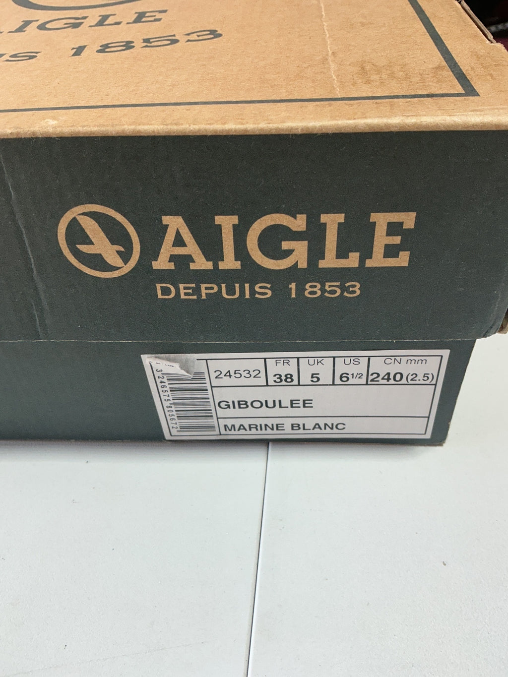 Aigle Giboulee Waterproof Winter Boots Size UK 5 EU 38 Marine Blanc
