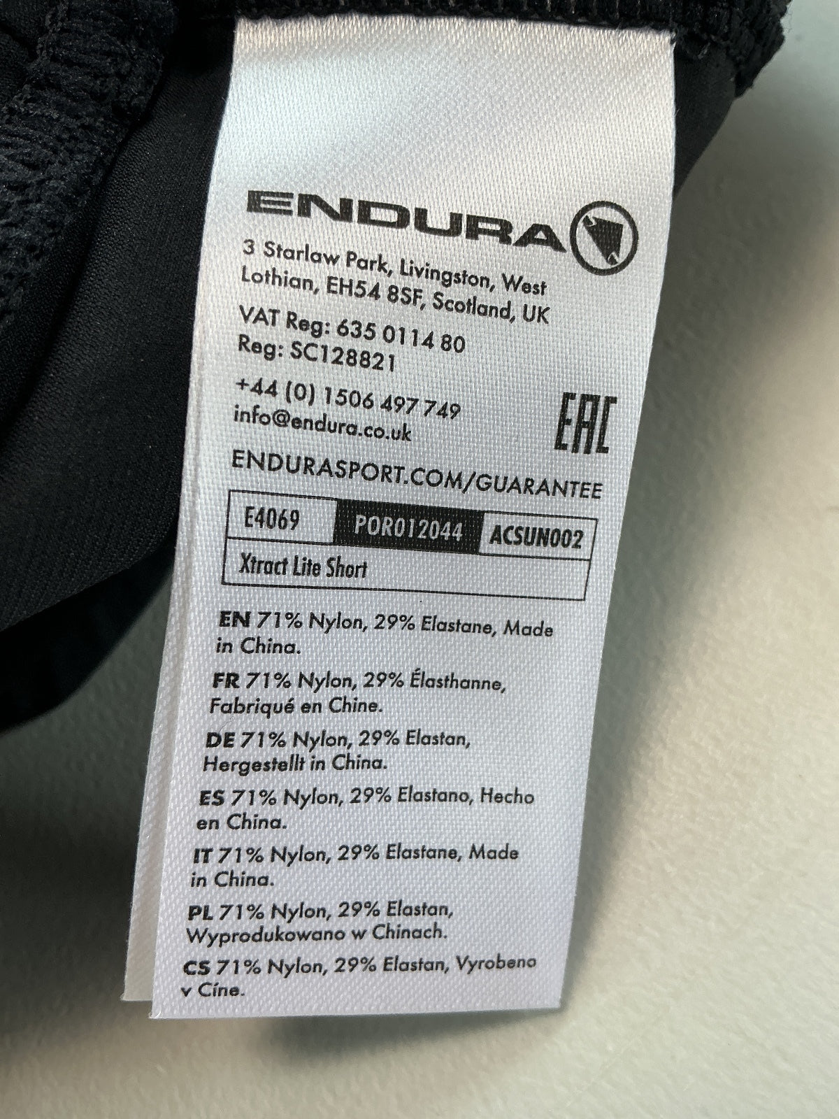 Endura Xtract Lite Shorts XS Lightweight Cycling Shorts