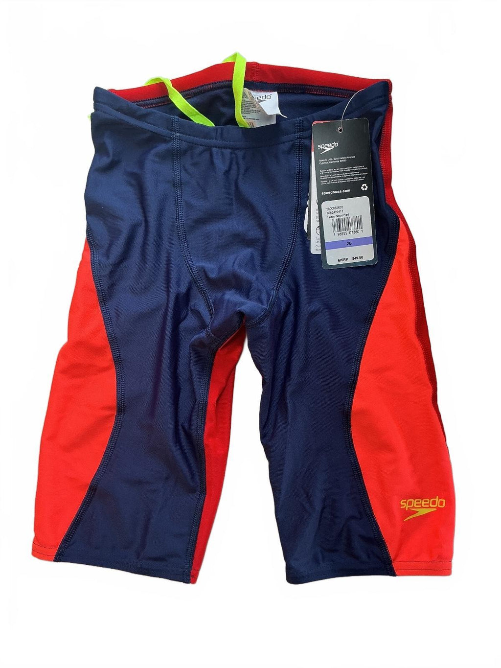*NEW* Speedo Men's Swim Jammer Trunks Size 26 Team Navy Red