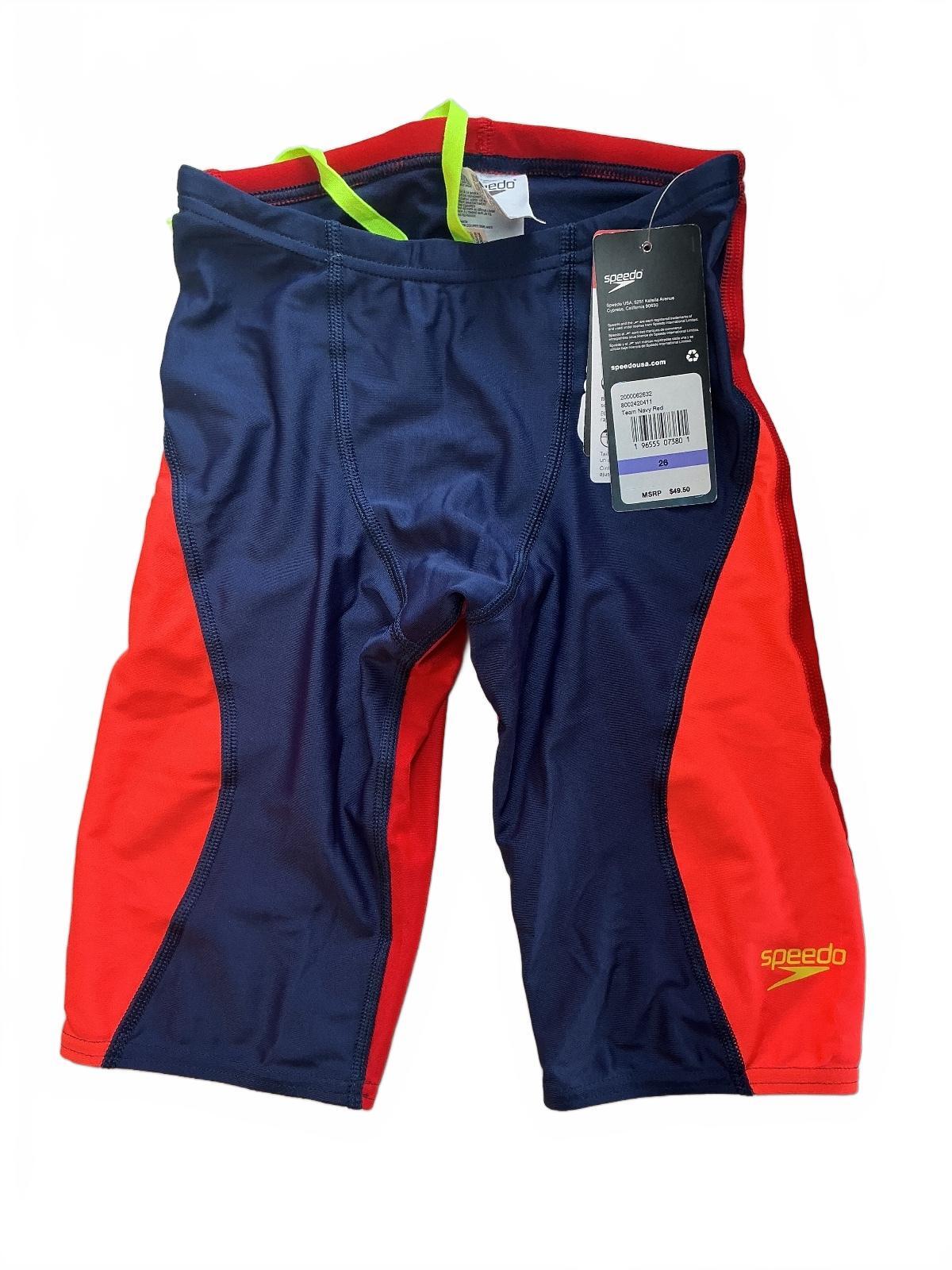 *NEW* Speedo Men's Swim Jammer Trunks Size 26 Team Navy Red