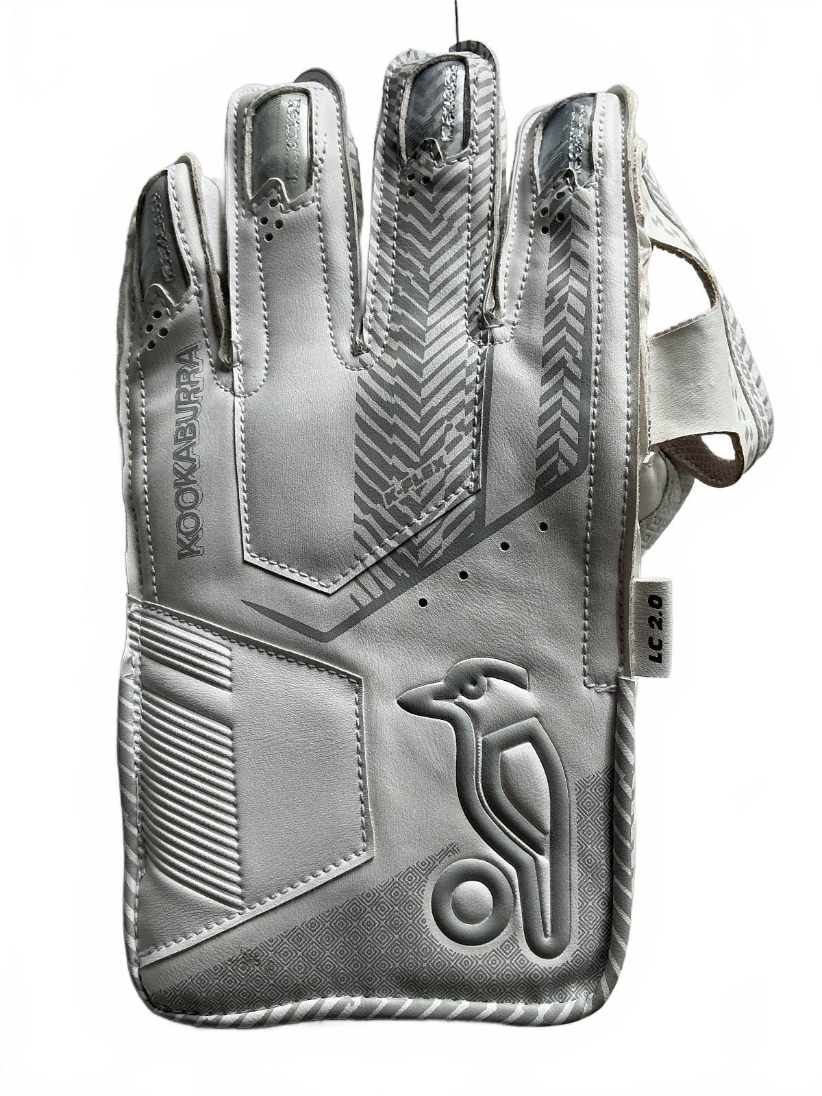 Kookaburra LC 2.0 Cricket Wicket Keeping Gloves Size Youth White Gray