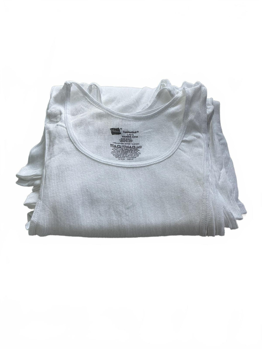 Six Pack Hanes ComfortSoft White Tank Top Vest Size L/G Large