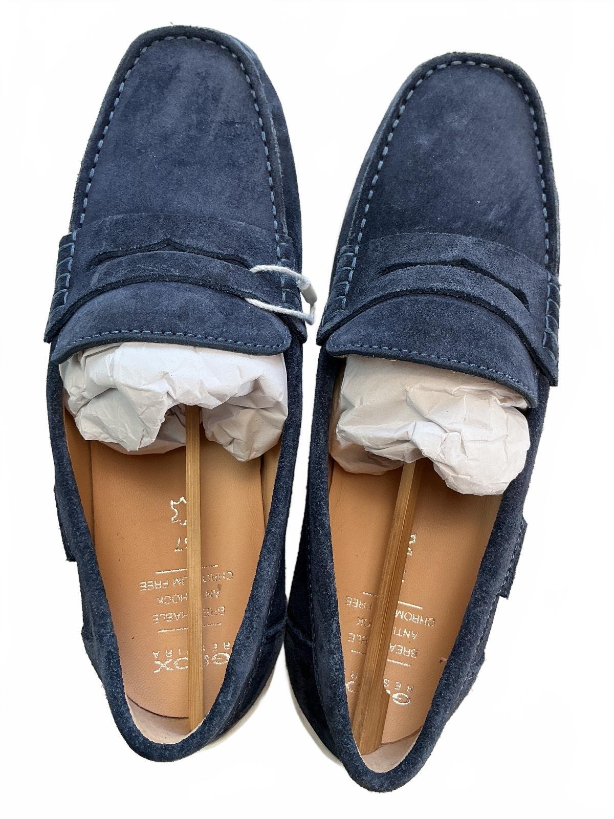 Geox Ladies Navy Blue Suede Loafers Size 4 Comfortable Casual Shoes