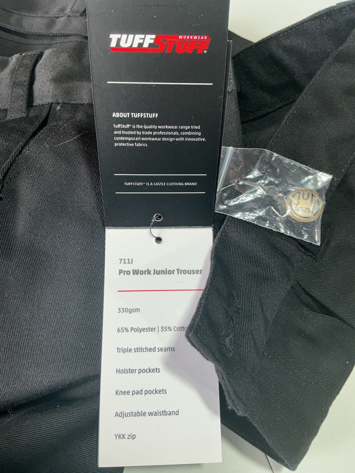 *NEW* TuffStuff Pro Work Junior Trousers Black Size Age 13 Workwear