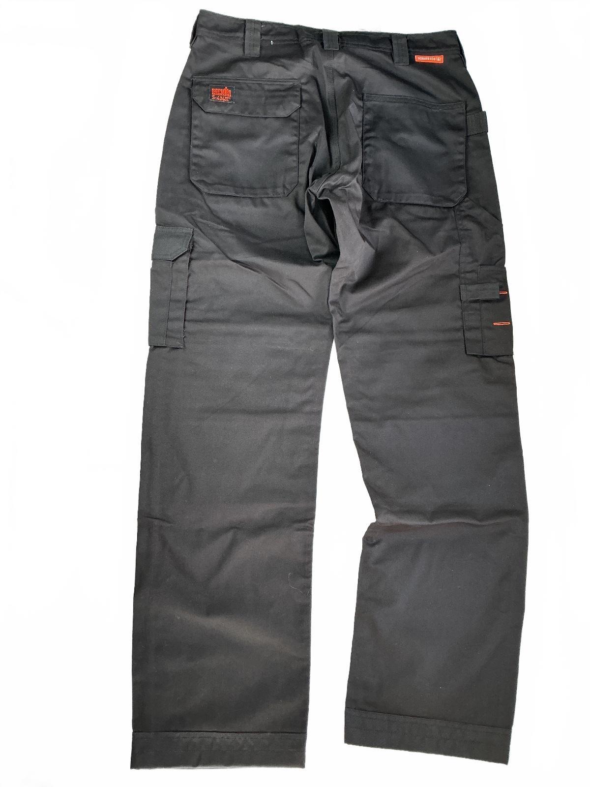 Scruffs Worker Trouser Men's 34L Black Durable Workwear Cargo Pockets