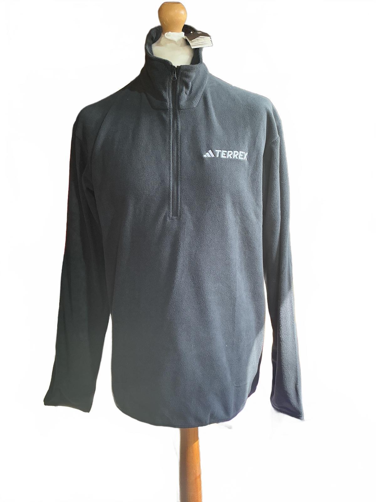 *NEW* adidas Terrex MT ESS HZ FL Black Fleece Top Size L Large