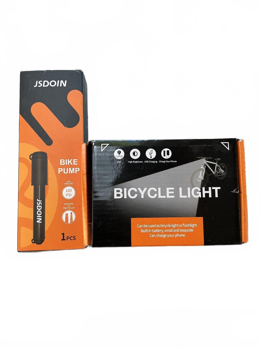 JsDoin Bike Pump and Bicycle Light Set Compact Size