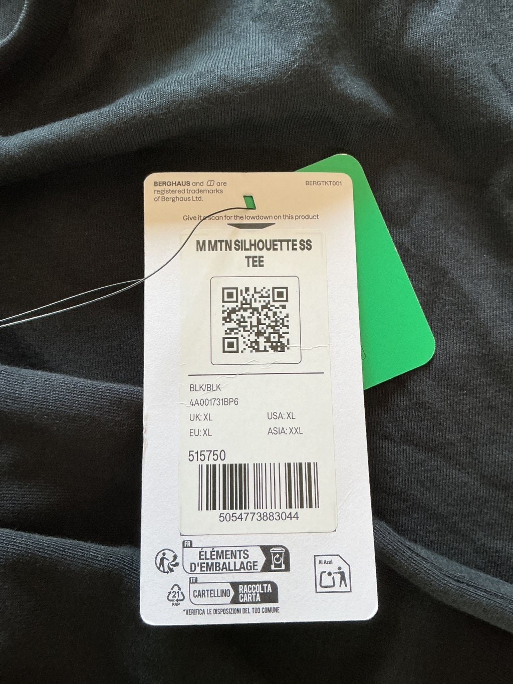 Berghaus MMTN Silhouette SS Tee Black XL Casual Outdoor T-Shirt