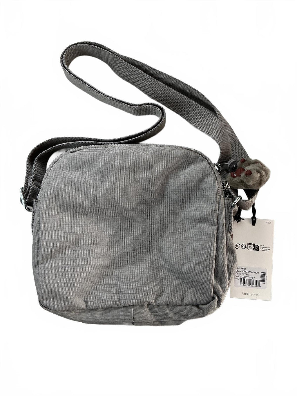 Kipling Keefe Unisex Small Crossbody Bag Cloudy Grey Lightweight Durable