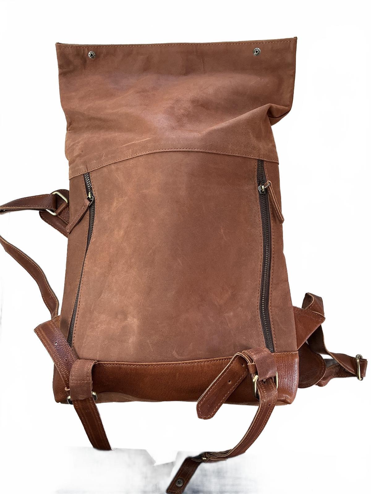 Oxford Chariot Bespoke Luxury Leather Rucksack With Laptop Sleeve Roll Top