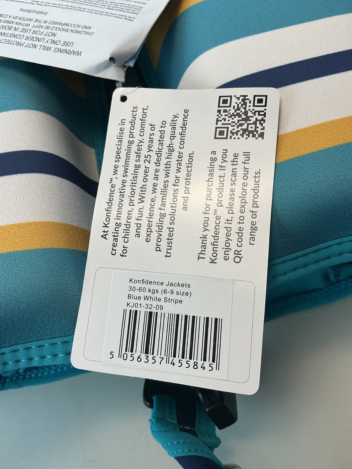 Konfidence Kids Buoyancy Aid Life Jacket Blue Stripe Age 6-9