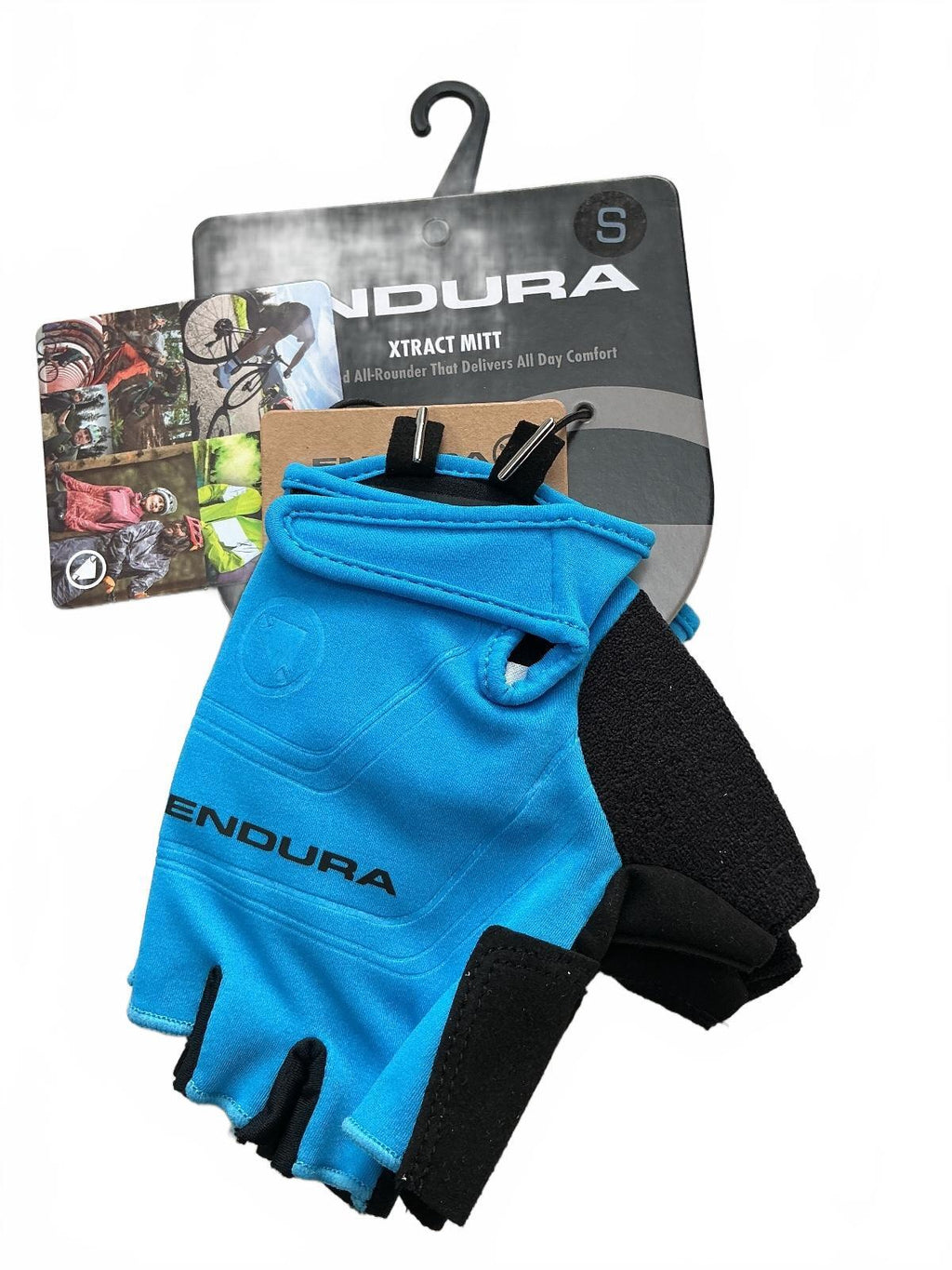 Endura Xtract Mitt Cycling Gloves Size Small Blue Black Half Finger