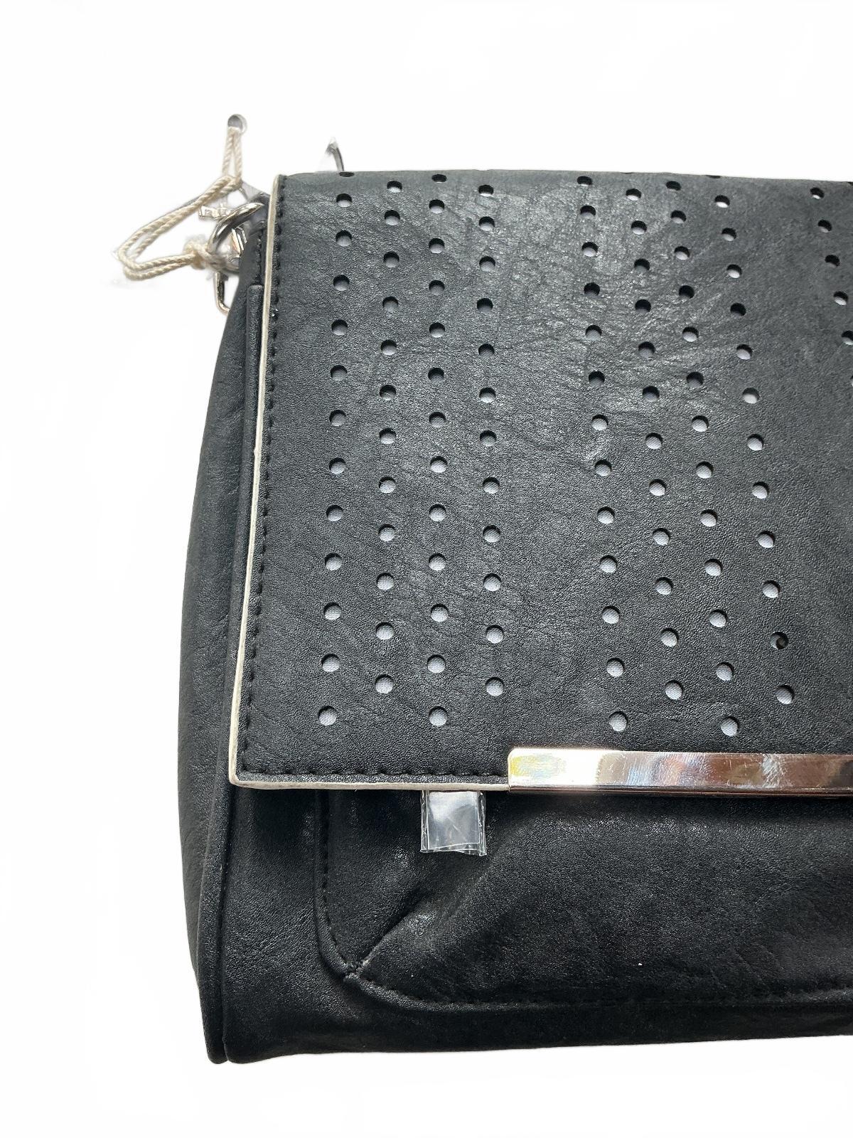 Religion Black Leather Clutch Bag