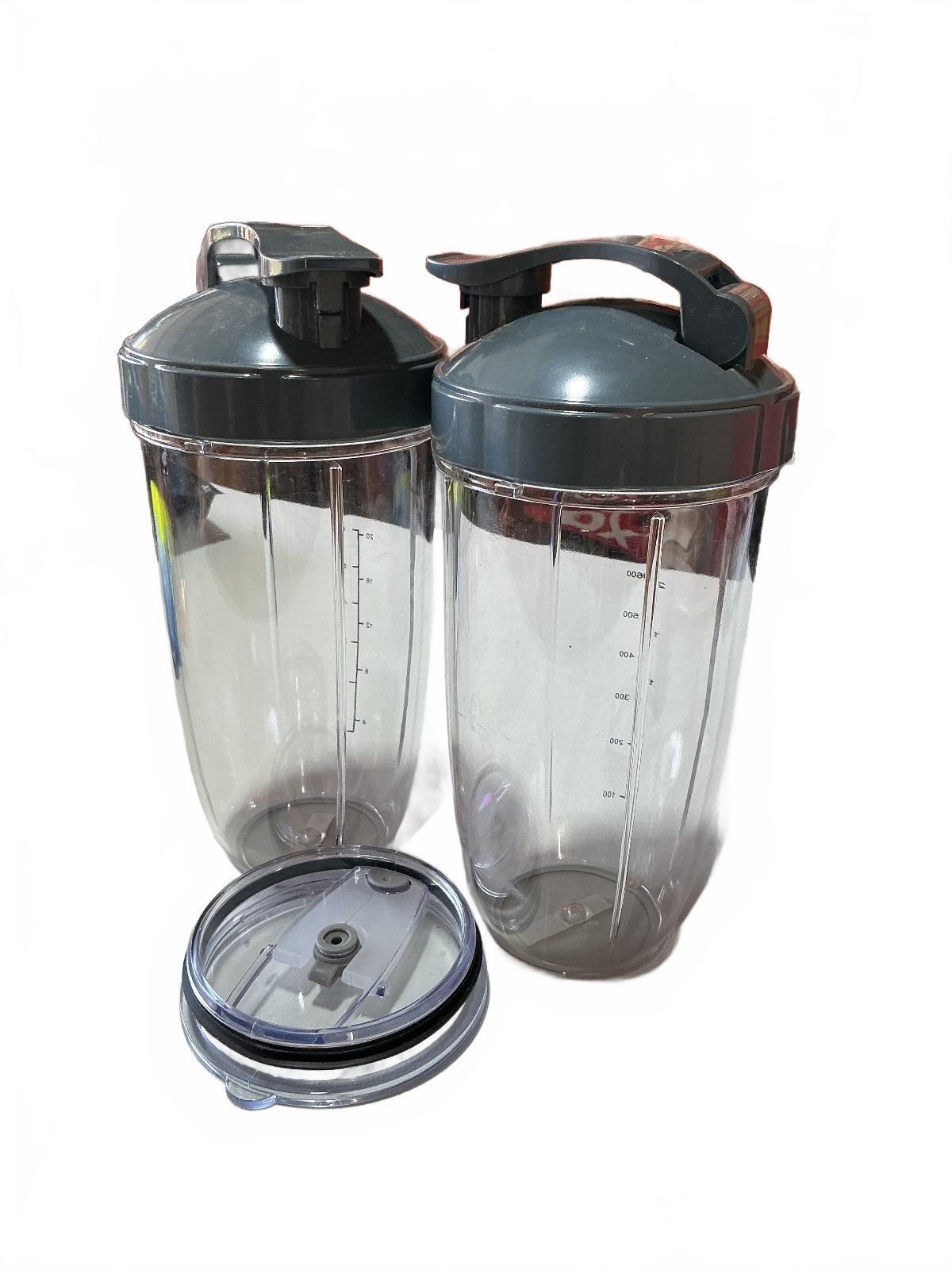 Generic 600ml Clear Plastic Nutribullet Bottles with Grey Lids - Set of 2