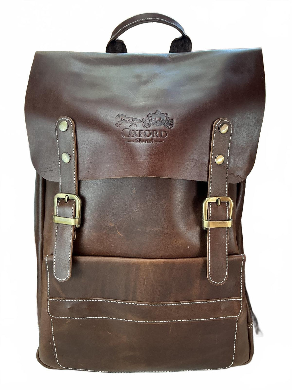 Oxford Chariot Luxury Leather Rucksack Brown Laptop Sleeve Multiple Pockets